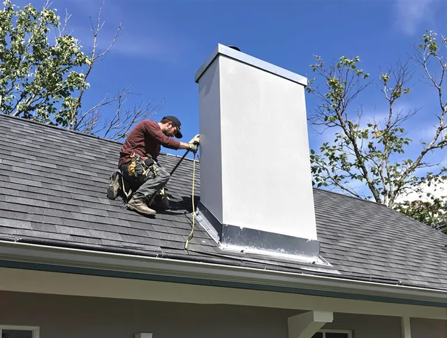 Strongsville Chimney Sweep team member finishing chimney construction in Strongsville, OH