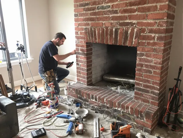 Strongsville Chimney Sweep specialist finalizing chimney liner service in Strongsville, OH