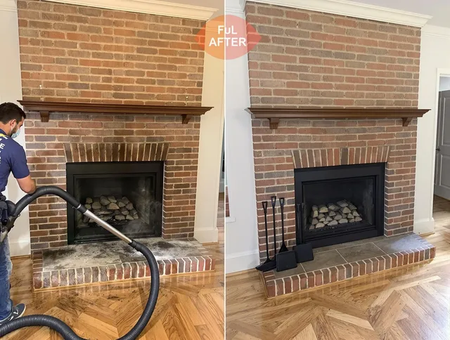 Strongsville Chimney Sweep carefully sanitizing a fireplace in Strongsville, OH