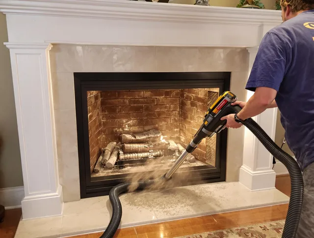 Fireplace cleaning performed by Strongsville Chimney Sweep in Strongsville, OH