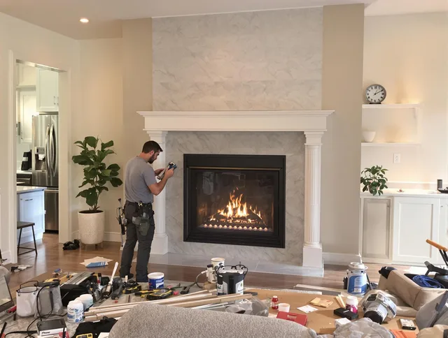 Newly installed fireplace by Strongsville Chimney Sweep in Strongsville, OH
